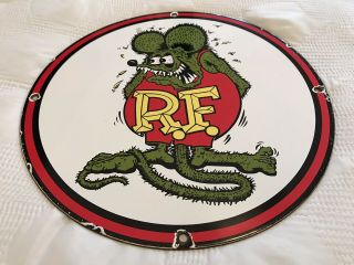 Vintage Rat Fink Porcelain Sign,  Hot Rod,  Ed " Big Daddy " Roth,  Gas,  Oil,  Ford