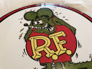 VINTAGE RAT FINK PORCELAIN SIGN,  HOT ROD,  ED 