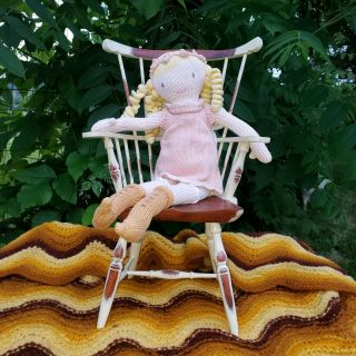 Vintage Wooden Doll chair upper deck Ltd ivory porcelain decor doll furniture 2