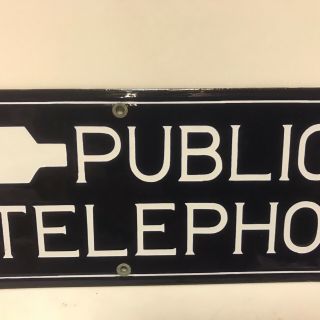 VINTAGE DOUBLE - SIDED PORCELAIN BELL SYSTEM AMERICAN BELL PUBLIC TELEPHONE SIGN 2