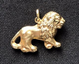 Vintage 14 Ct K 585 Yellow Gold Large Leo Lion Pendant Necklace