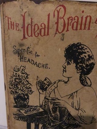Antique Coca Cola Metal Sign Vintage Coke Collectable RARE Ideal Brain Tonic 3