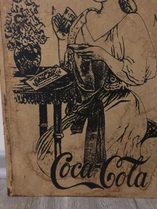Antique Coca Cola Metal Sign Vintage Coke Collectable RARE Ideal Brain Tonic 4