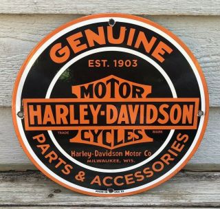 Vintage Harley Davidson Motorcycle Porcelain Station Pump Plate Sign