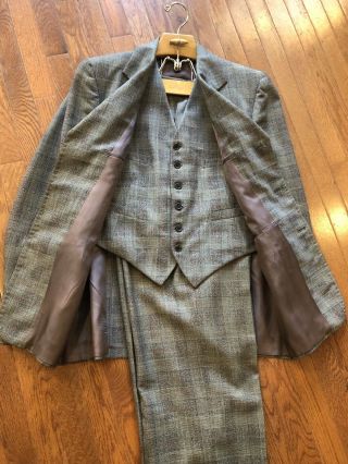 Vintage 1940’s - 50’s 3 Piece Suit Size 40 Jacket 32x32 Pants