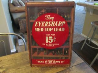 Eversharp Red Top Pencil Lead Display Case Cbs W/nos Lead Tubes Antique Vtg