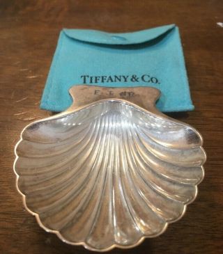 Vintage Tiffany & Co Sterling Silver Shell Pedestal Trinket Dish
