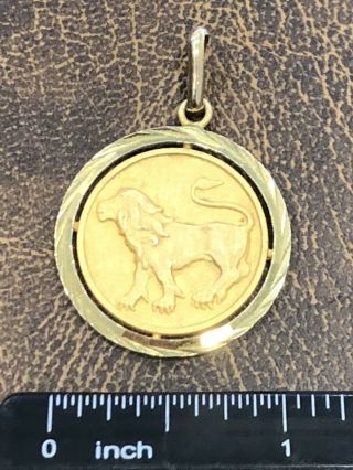 Vintage Leo Gold Lion Pendant 9k Gold 60s 70s 3d Cut Start At Just Above Scrap