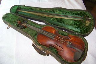 Antique Full Size Violin Signed & Also Dated 1903 Old With Bow & Case