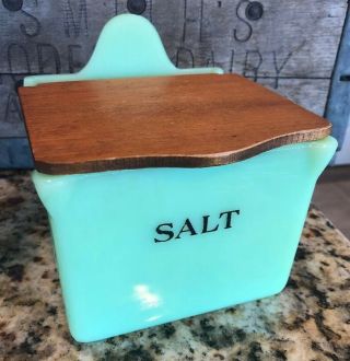 Vintage Jadeite Salt Box With Lid