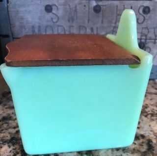 Vintage Jadeite Salt Box With Lid 4