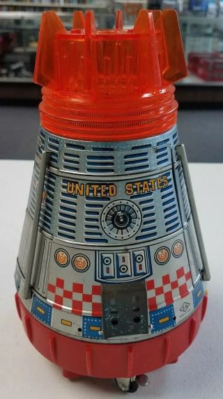 Vintage Space Capsule Horikawa Battery Operated Tin Toy W/box