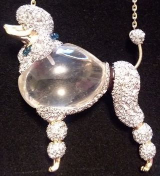 FABULOUS ALEXIS BITTAR SIGNED GLASS CRYSTAL LUCITE POODLE DOG NECKLACE BROOCH 2