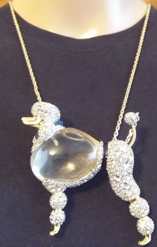 FABULOUS ALEXIS BITTAR SIGNED GLASS CRYSTAL LUCITE POODLE DOG NECKLACE BROOCH 3