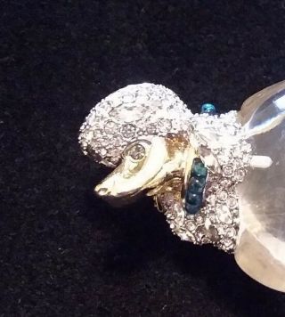 FABULOUS ALEXIS BITTAR SIGNED GLASS CRYSTAL LUCITE POODLE DOG NECKLACE BROOCH 6