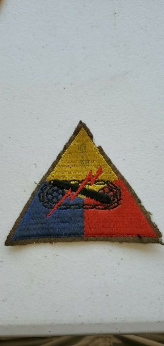 Rare Ww2 Us Army 1st Armored Division Patch Felt Ribbed Weaved Embr Black Back