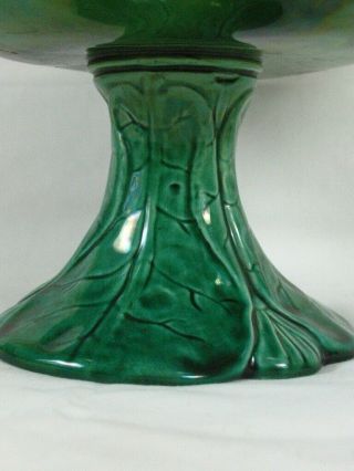 Signed Antique Joseph J.  Holdcroft Majolica Water Lilies Pedestal Compote 19th c 2