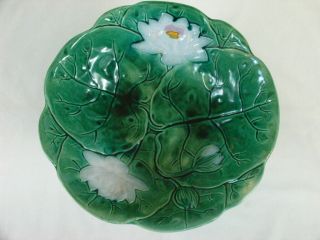 Signed Antique Joseph J.  Holdcroft Majolica Water Lilies Pedestal Compote 19th c 3