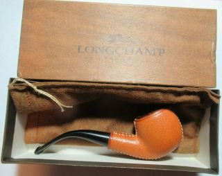 Vintage Longchamp 5 Pigskin Over Meerschaum Unsmoked Estate Pipe W Bag Box