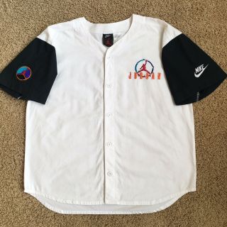 Vintage Nike 90s Air Jordan Baseball Button Up Black Jersey Small T Shirt