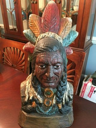 Rare Vintage Alfco Ny Native Indian Chief Cigar Sculpture 1960s Tobacco -