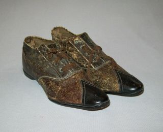 Antique Vtg 1870s Womens Or Girls Victorian Leather Shoes Small Size 2.  5