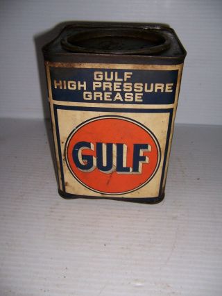 Vintage Gulf Oil High Pressure Grease 5 Lb Can Gas Station Advertising Full