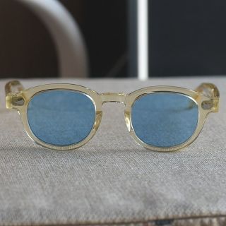 Retro Vintage Johnny Depp Sunglasses Mens Crystal Yellow Frame Blue Lens Unisex