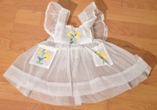 Vintage Daddy ' s Girl Sheer White Toddler Dress Crinoline Pinafore Sz 3T 3