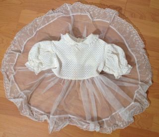 Vintage Daddy ' s Girl Sheer White Toddler Dress Crinoline Pinafore Sz 3T 4