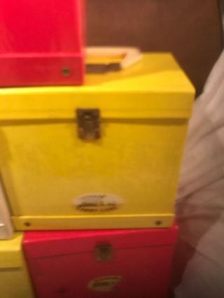 VINTAGE1960s RECORD BOX 45 ' s Case Tote Holder,  MCM Geometric Mid Century 5 4