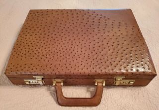 Vintage Ricardo Ostrich Brown Briefcase Hard Case,