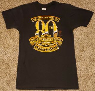 1983 Harley Davidson 3d Emblem Bike Week 80th Anniversary T - Shirt Size Med Rare