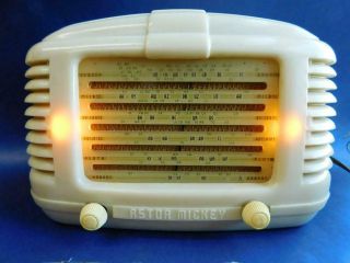 Astor Km Mickey Vintage Cream Bakelite Valve Radio C1947