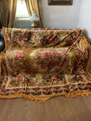 Vintage Italian Velvet Tapestry Bedspread