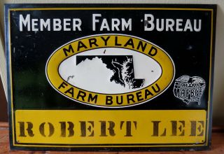 Vintage Maryland Farm Bureau Metal Sign - Afbf - Robert Lee