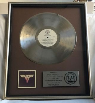 Van Halen 1979 Riaa " Van Halen Ii " Platinum Record Award - - Rare