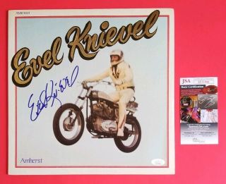 Ultra Rare - Evel Knievel Signed Vintage 1974 Lp Vinyl Album With Jsa Psa