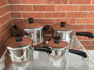 Vintage Revere Ware Copper Stainless Steel Cookware Set