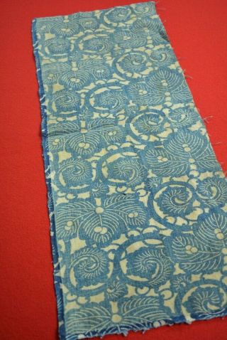 Xk06/50 Vintage Japanese Fabric Cotton Antique Boro Indigo Blue Katazome 26.  4 "