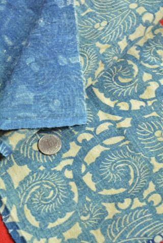 XK06/50 Vintage Japanese Fabric Cotton Antique Boro Indigo Blue KATAZOME 26.  4 