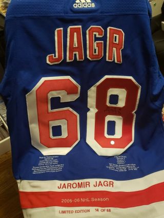 Jaromir Jagr Signed Auto York Rangers Jersey Framesworth /68 Stats Rare