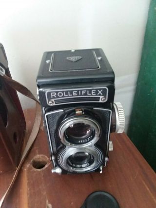 Vintage Rolliflex F&H Tessar 75mm Carl Zeiss Lens w Leather Case Estate Fsh NR 6