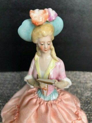 Antique Germany Porcelain Half Doll With Hat And Extended Arms Holding Paper
