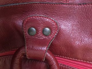 Extra Large Leather Red Duffel Weekender Tote Travel Bag - Vintage 5