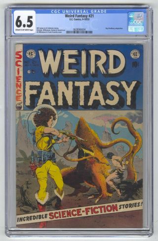 Weird Fantasy 21 Cgc 6.  5 Vintage Ec Comic Ray Bradbury Adaptation Scifi 10c