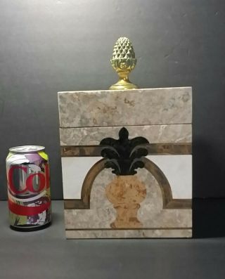 Vintage Maitland - Smith Tesselated Stone Marquetry Box - Palm Leaf/urn - 10.  75 "
