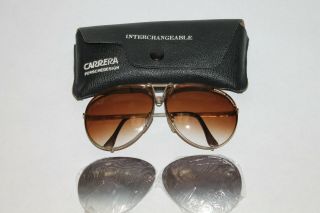 Vintage Porsche Carrera Sunglasses W/ Case And Extra Lenses
