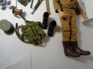VINTAGE 1964 G.  I.  JOE SCAR FACE Red Hair Blue eyes with many Accessories.  USA 8