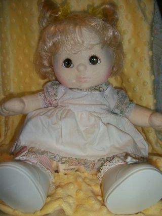 Vintage 1985 My Child Baby Doll Mattel Dress Shoes Blond Hair Brown Eyes